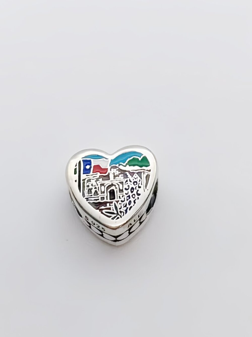Pandora Texas Blue Bonnet Flag Charm Heart Bead S925 Silver with box